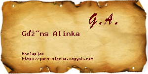 Güns Alinka névjegykártya